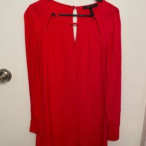 Red Mini Keyhole Longsleeve Dress